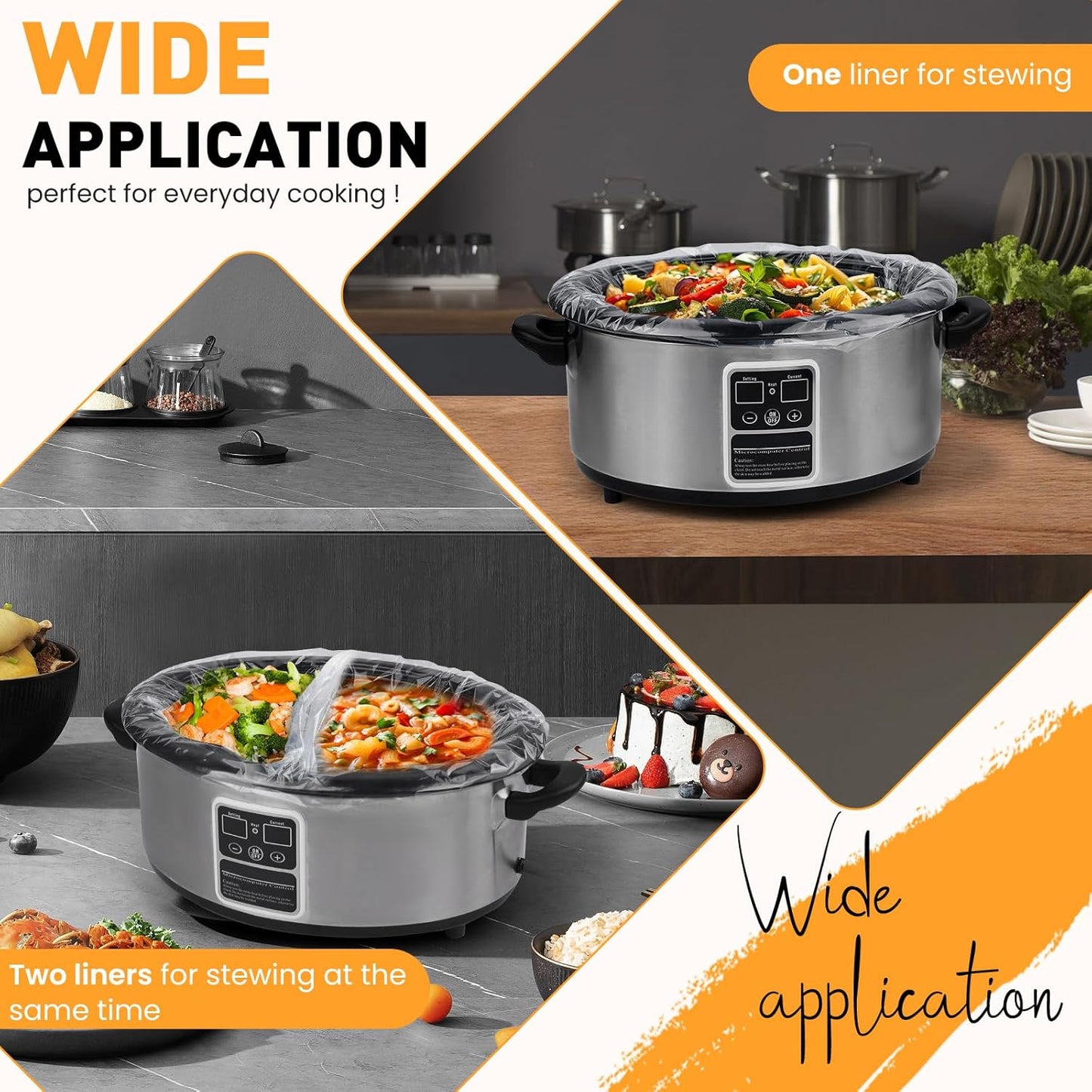 40 Pack Slow Cooker Liners, Large Size 13"x 21" Cooking Bags Disposable Pot Liners, Plastic Slow Cooker Bags Fits 3-8 Quarts, BPA Free, Suitable for Oval & Round Pot