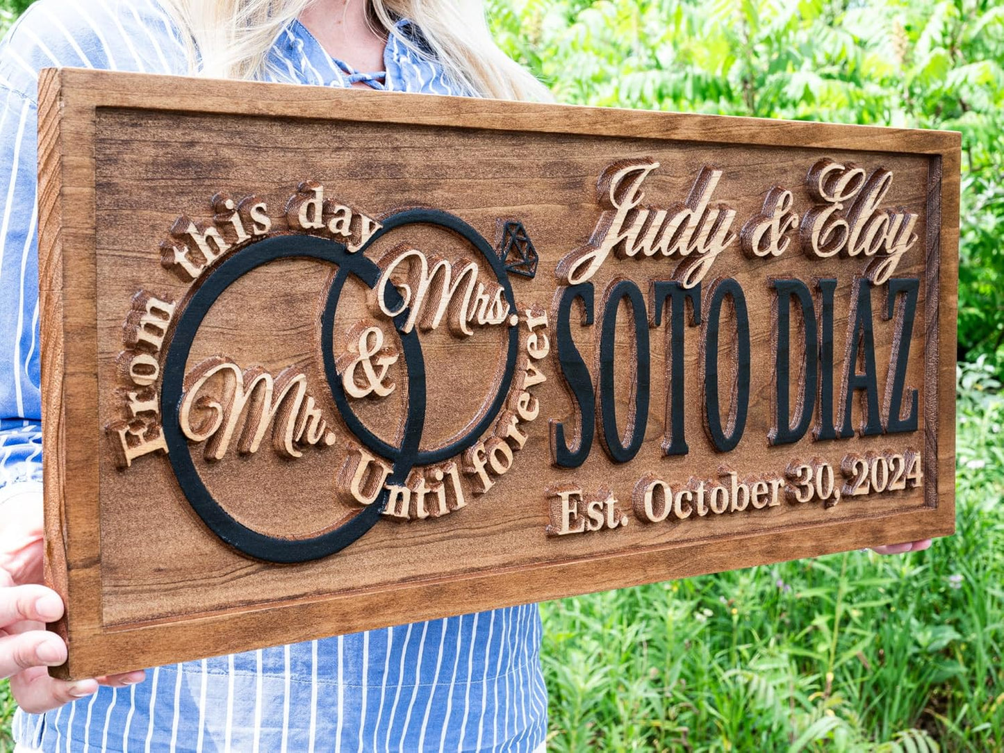 Mr and Mrs Sign | Wood Wedding Gift | Wooden Bridal Shower Gift | Custom Engagement Sign | Established Marriage Decor | Personalized Couple Gift | Last Name Established Sign | Anniversary