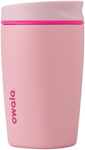 Owala SmoothSip Slider Insulated Stainless Steel Coffee Tumbler, Reusable Iced Coffee Cup, Hot Coffee Travel Mug, BPA Free 12 Oz