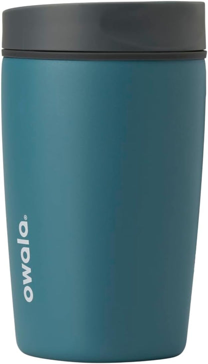 Owala SmoothSip Slider Insulated Stainless Steel Coffee Tumbler, Reusable Iced Coffee Cup, Hot Coffee Travel Mug, BPA Free 12 Oz