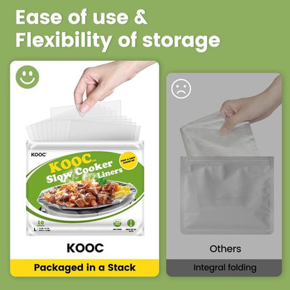 KOOC Slow Cooker Liners 13"x21" 20 Count Large Size Disposable Pot Liners Cooking Bags Fit 3 qt to 8.5 qt Pot BPA Free Fresh Locking Seal Design