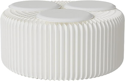 Foldable Kraft Paper Stool, Honeycomb Accordion Folding Bench, Collapsible Paper Stool for Small Spaces, Portable Footrest and Side Table for Living Room and Office,White-30×30×150cm