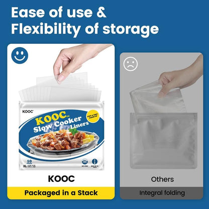 KOOC Slow Cooker Liners 14"x22" 30 Count Extra Large Size Disposable Pot Liners Cooking Bags Fit 6 qt to 10 qt Pot BPA Free Fresh Locking Seal Design