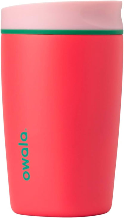 Owala SmoothSip Slider Insulated Stainless Steel Coffee Tumbler, Reusable Iced Coffee Cup, Hot Coffee Travel Mug, BPA Free 12 Oz
