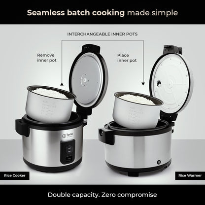 Tartle Commercial Rice Warmer and Soup Warmer - Warms 64 Cups Continuously for 12+ Hrs - Large Capasity, Non Stick & Keeps Rice Fluffy