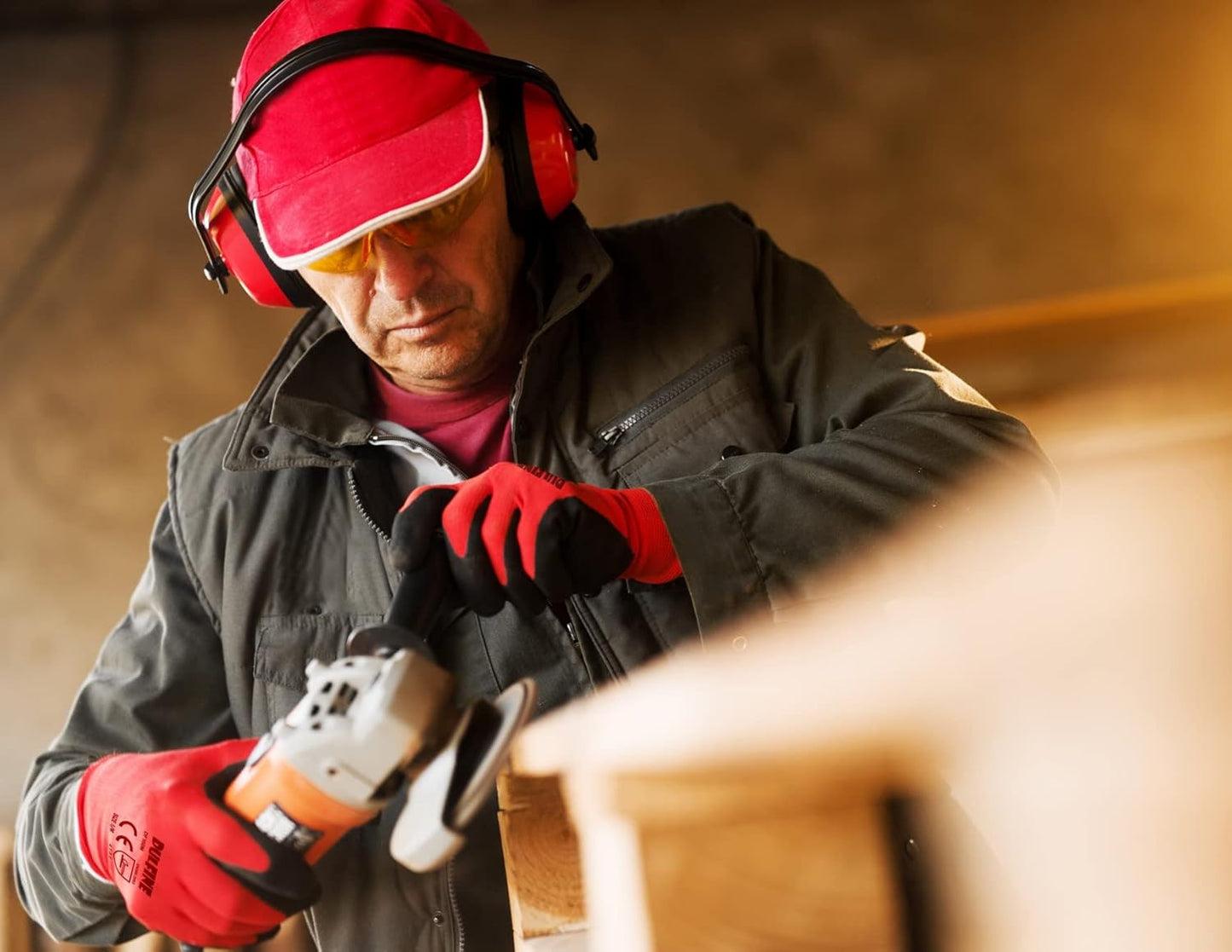 DULFINE Safety Work Gloves PU Coated-60 Pairs,Red Seamless Knit Glove with Polyurethane Coated Smooth Grip on Palm & Fingers, for Men and Women, Ideal for General Duty Work (Medium)