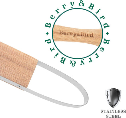 Berry&Bird Loop Weeder, 12.6-Inch Gardening Weed Cutter/Remover, Garden Weeding Scraper Tool with Wood Handle for Gardening, Lawn, Yard Work