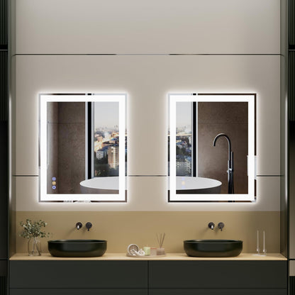 32"x 40" LED Bathroom Mirror, 3 Colors Vanity Mirror with Lights, Front and Backlit Bathroom Mirror with Lights, LED Smart Mirror for Wall, Tempered Glass, Anti-Fog, Stepless Dimmable, Memory(UL ETL)