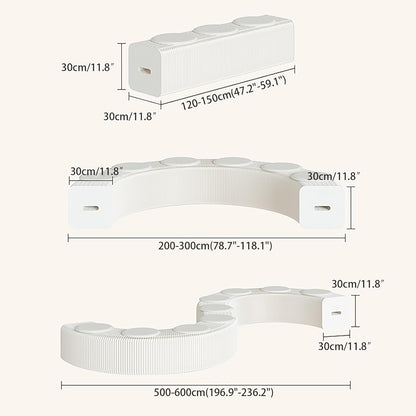 Foldable Kraft Paper Stool, Honeycomb Accordion Folding Bench, Collapsible Paper Stool for Small Spaces, Portable Footrest and Side Table for Living Room and Office,White-44×31×150cm