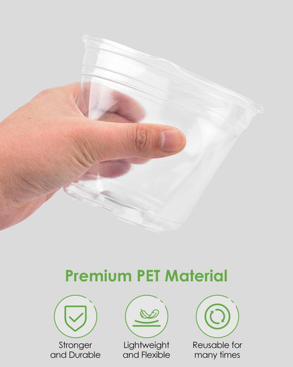 PACETAP 60Pack 3.5 Inch Reinforced Clear Nursery Pots with Drainage Holes, Variety Pack Plastic Plant Pots with 20 Plant Labels for Indoor Outdoor Flower Seed Starter