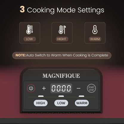 4 Quart Casserole Programmable Slow Cooker with Ceramic Baking Dish - Perfect Kitchen Small Appliance for Family Dinners, Oven Safe and Durable Bakeware for Lasagna, Roasts (Red)