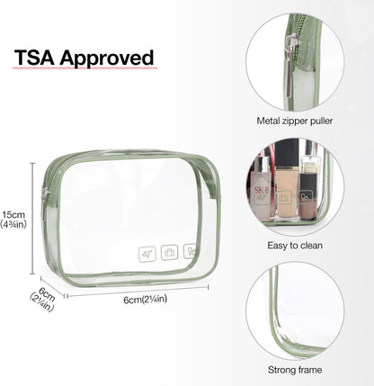 BAGSMART Toiletry Bag Hanging Travel Makeup Organizer with TSA Approved Transparent Cosmetic Bag Makeup Bag for Full Sized Toiletries, Large-Green