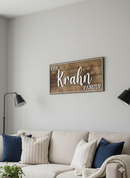 Personalized Family Name Sign - Custom Art Deco Last Name Wood Wall Decor Plaque, Rustic Farmhouse Style Wedding Gift, Housewarming Gift, Custom Wooden Wall Hanging with Established Date, Large Wall Art for Living Room or Entryway