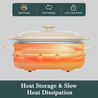 MAGNIFIQUE 4 Quart Claypot Multi-Cooker, with 8-in-1 Casserole Programmable Slow Cooker, Dutch Oven, Pasta, Nonstick Oven Safe Pot to 450°F, Oatmeal