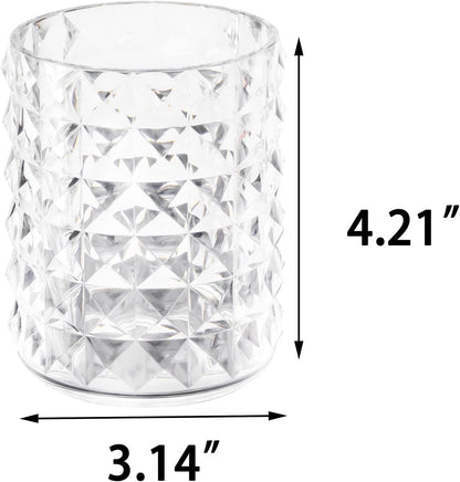 Acrylic Makeup Brush Holder Organizer, Clear Pencil Pen Holder, Crystal Cosmetics Brushes Cup Storage Solution, Round