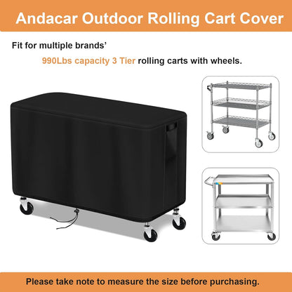 Outdoor Prep Table Cover for WDT 990Lbs 3 Tier Capacity Heavy Duty Rolling Service Utility Cart, Grill Cart Table Cover Waterproof Tool Box Covers - 37"L x 19.5"W x 31"H