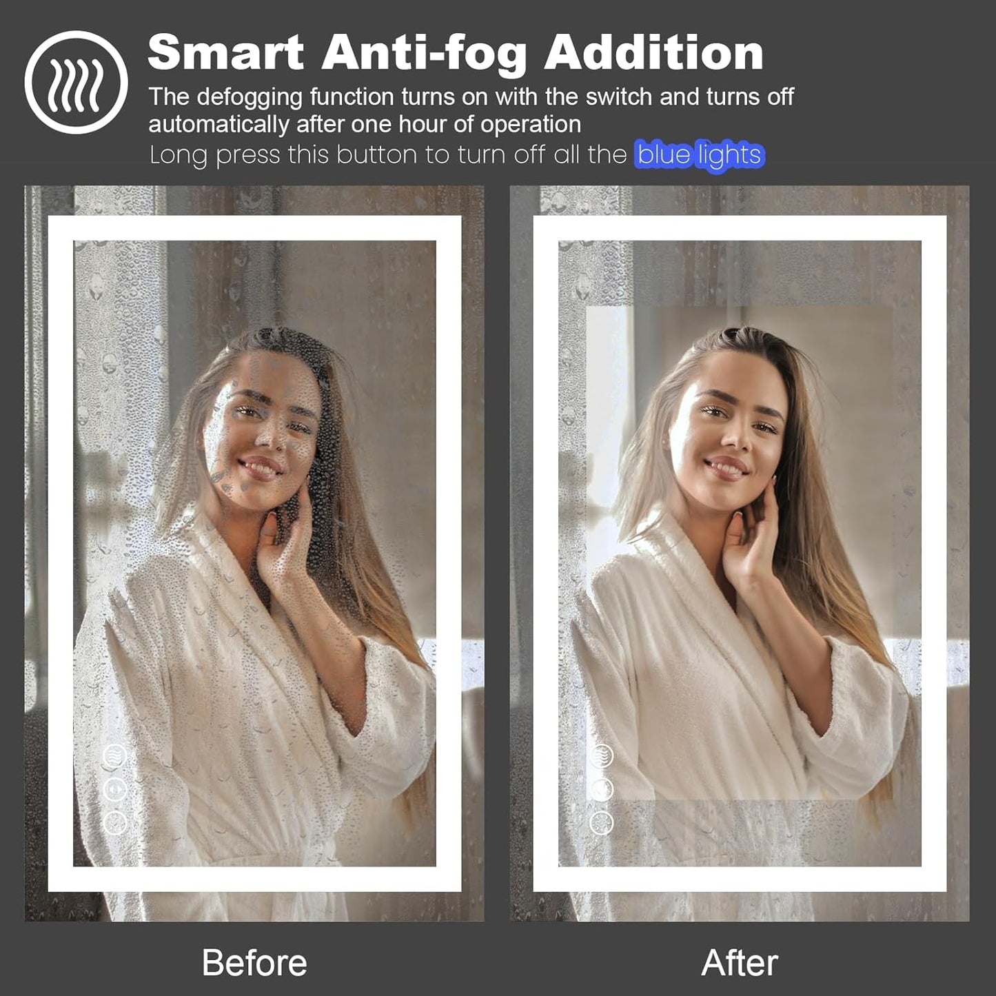 Amorho LED Bathroom Mirror Large 88" X38" with Front Light and Backlit, Stepless Dimmable Wall Mirrors with Anti-Fog, Shatter-Proof, Memory, 3 Colors, Double LED Vanity Mirror