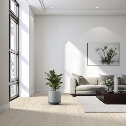 Kante 11.6" Dia Round Concrete Planter, Outdoor Indoor Large Plant Pots Containers with Drainage Hole and Rubber Plug for Home Garden Patio, Gray Concrete