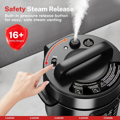 9-in-1 Electric Pressure Cooker 6 Qt, Programmable Multi-Function with Safer Vent, Olla de Presion, Rice Cooker, Slow Cooker, Steamer, Sauté, Warmer & Sterilizer, 1000W, Stainless Steel