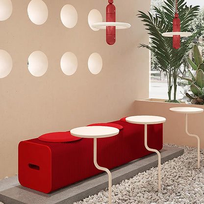 Foldable Kraft Paper Stool, Honeycomb Accordion Folding Bench, Collapsible Paper Stool for Small Spaces, Portable Footrest and Side Table for Living Room and Office,Red-30×30×600cm