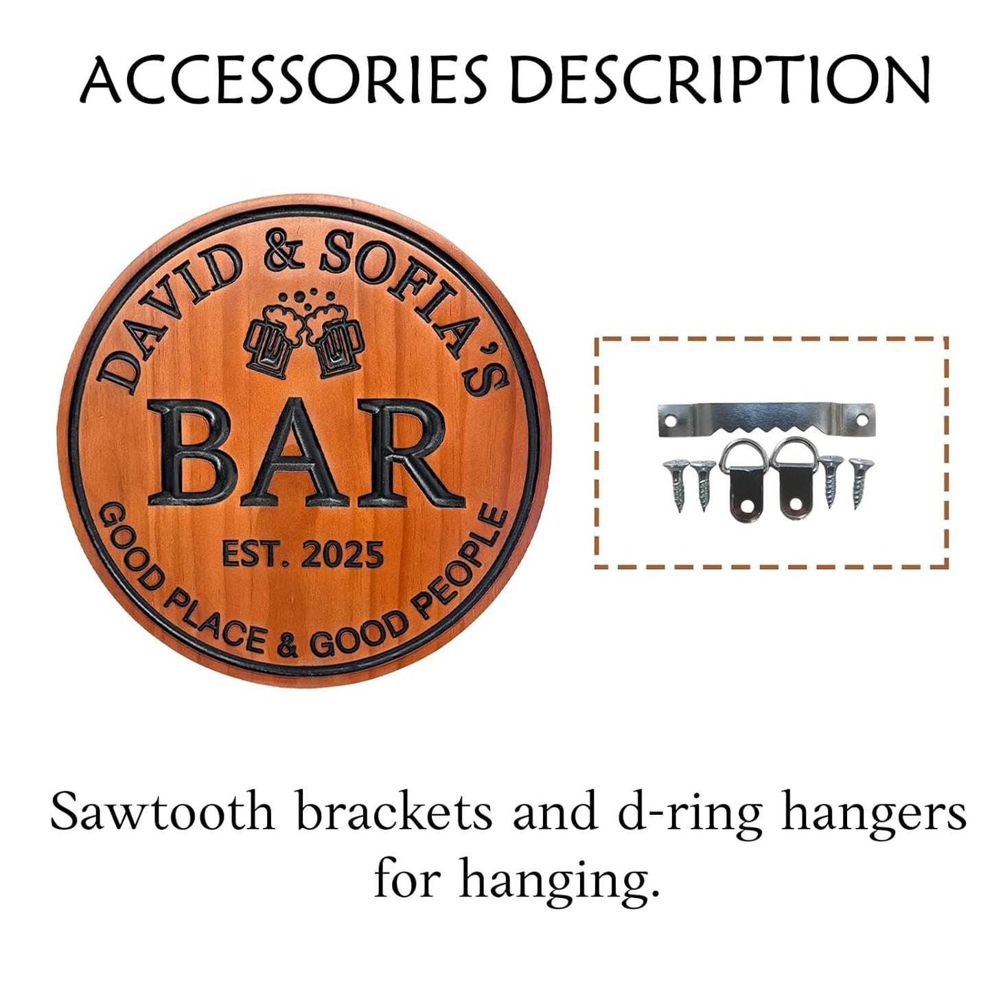 Personalized Wood Bar Sign Custom Carved Name Sign for Couples Home Bar Decor Wooden Wall Art Anniversary Wedding Gift Housewarming Gift Man Cave Decor