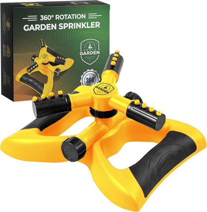 Joeys Sprinkler for Yard, Rotating Garden Sprinkler for Large Area Coverage, Lawn and Yard Sprinklers (Yellow)
