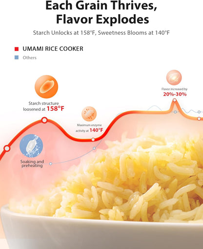 TOSHIBA Umami Smart Rice Cooker 10-Cup Uncooked, Fuzzy Logic, 15-in-1 Functions, Digital Display, Delay Timer, Keep Warm, Nonstick Inner Pot, White