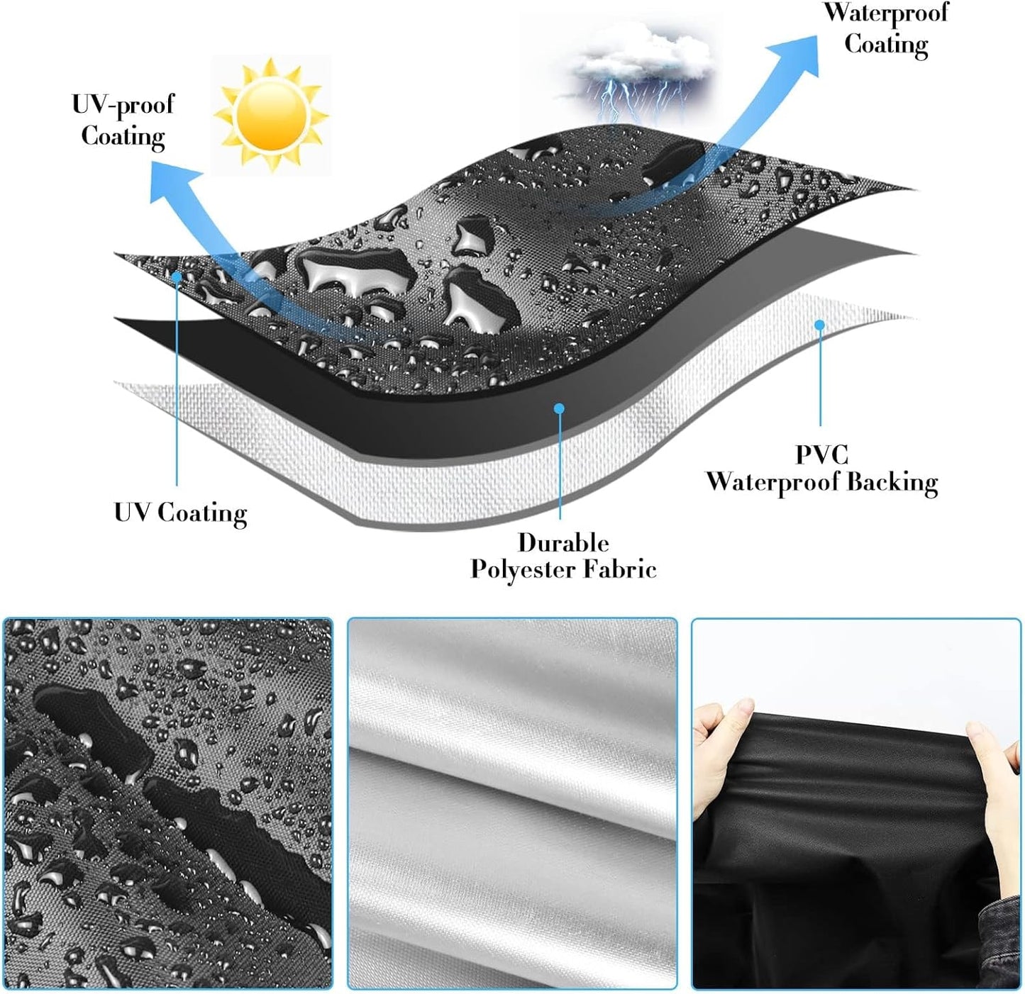 Outdoor Prep Table Cover for WDT 990Lbs 3 Tier Capacity Heavy Duty Rolling Service Utility Cart, Grill Cart Table Cover Waterproof Tool Box Covers - 37"L x 19.5"W x 31"H