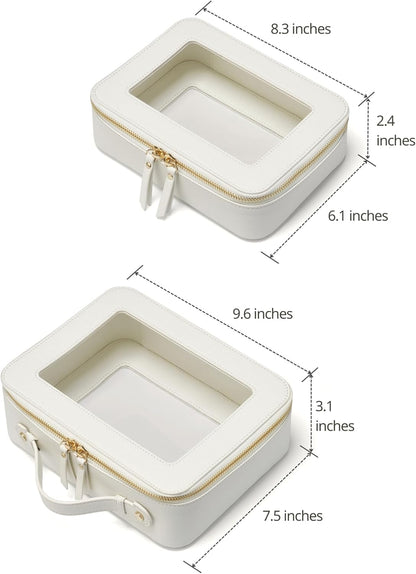 Popvibe Clear Makeup Bag Travel Cosmetic Case Transparent Toiletry Bag with Zipper, Portable Make Up Organizer Traveling Compact Car Bag for Essentials