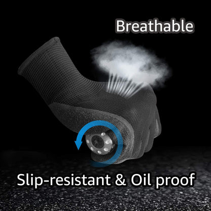 Evridwear Crinkle Latex Rubber Hand Coated Safety Work Gloves for Men Women General Multi Use Construction Warehouse Gardening Assembly Landscaping (XXL-Size) 12 Pairs Pack