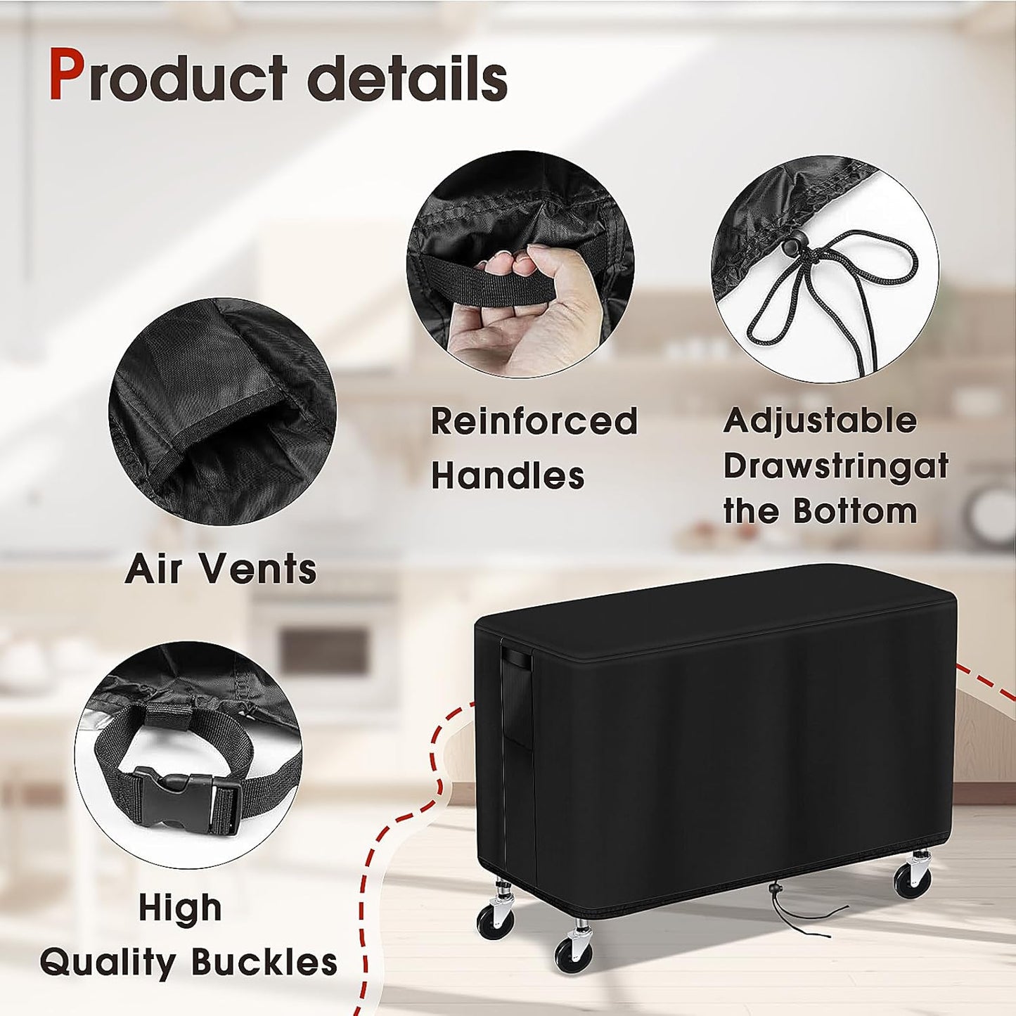 Outdoor Prep Table Cover for WDT 990Lbs 3 Tier Capacity Heavy Duty Rolling Service Utility Cart, Grill Cart Table Cover Waterproof Tool Box Covers - 37"L x 19.5"W x 31"H