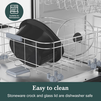 7-Quart Programmable Slow Cooker with Timer Keep Warm - Small Kitchen Appliance for Family Dinners - Serves 6+ People - Heat Settings: Keep Warm(White, Black Liner)