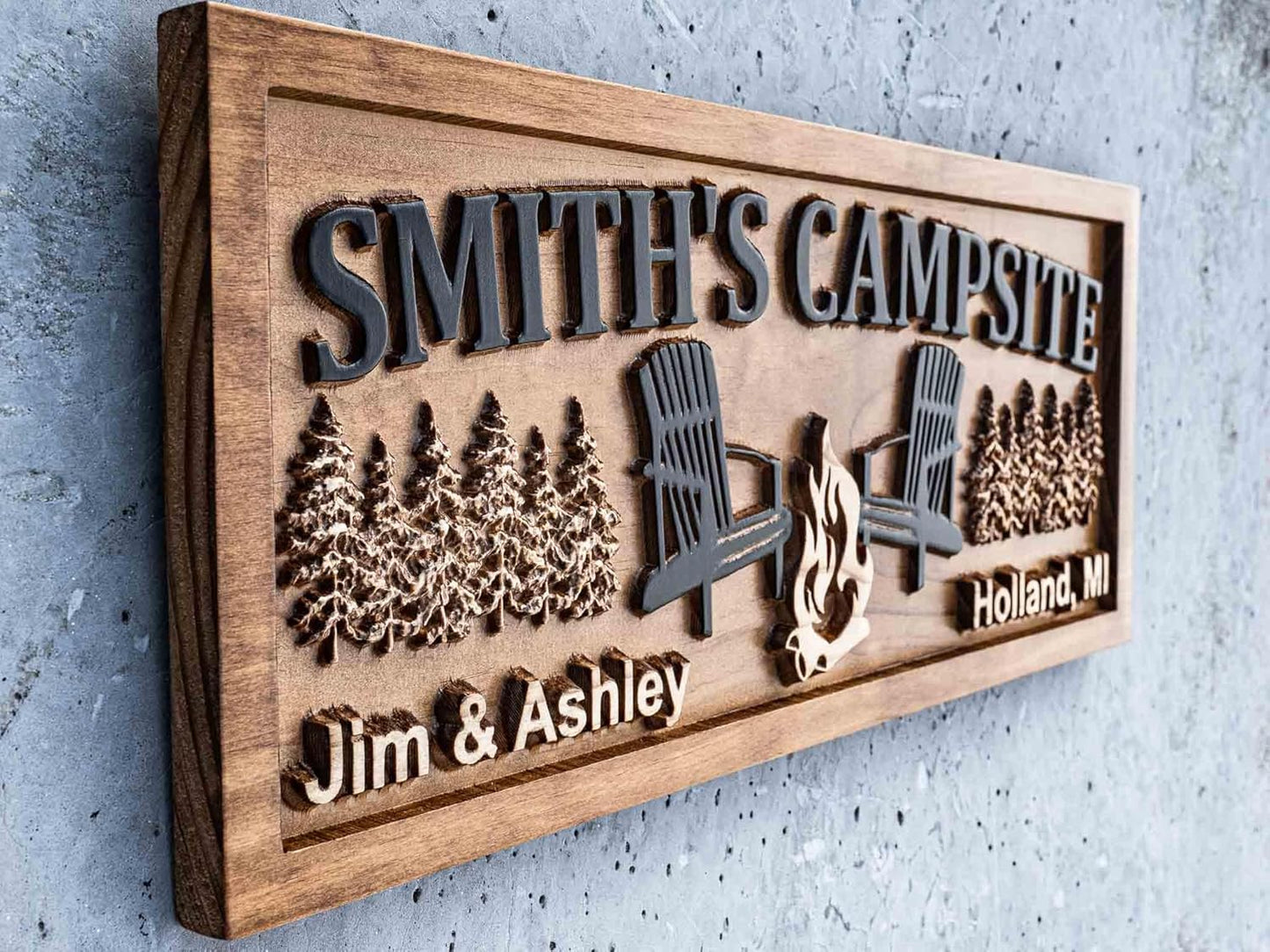 Custom Wood Campfire Sign | Family Name Campsite Sign | Last Name Sign | Personalized Camping Gifts | Fire Pit Sign Cabin Decor Camper Decor