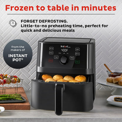 Instant Pot Vortex 5.7QT Air Fryer, Custom Program Options, 4-in-1 Functions, EvenCrisp Technology that Crisps, Roasts, Bakes and Reheats, 100+ In-App Recipes, from the Makers of Instant Pot, Black