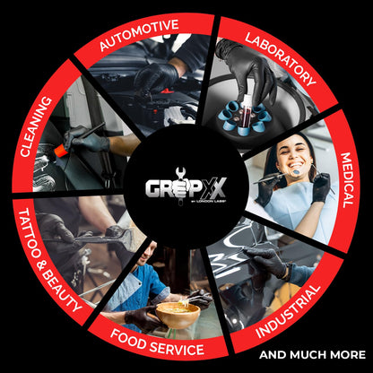 Heavy Duty 6 Mil Black Nitrile Gloves - Disposable, Latex & Powder Free | Mechanic, Food Prep & Tattoo | Rubber Gloves for Cooking, Cleaning & Household | Pack of (200)