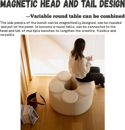 Foldable Kraft Paper Stool, Honeycomb Accordion Folding Bench, Collapsible Paper Stool for Small Spaces, Portable Footrest and Side Table for Living Room and Office,Red-30×30×300cm