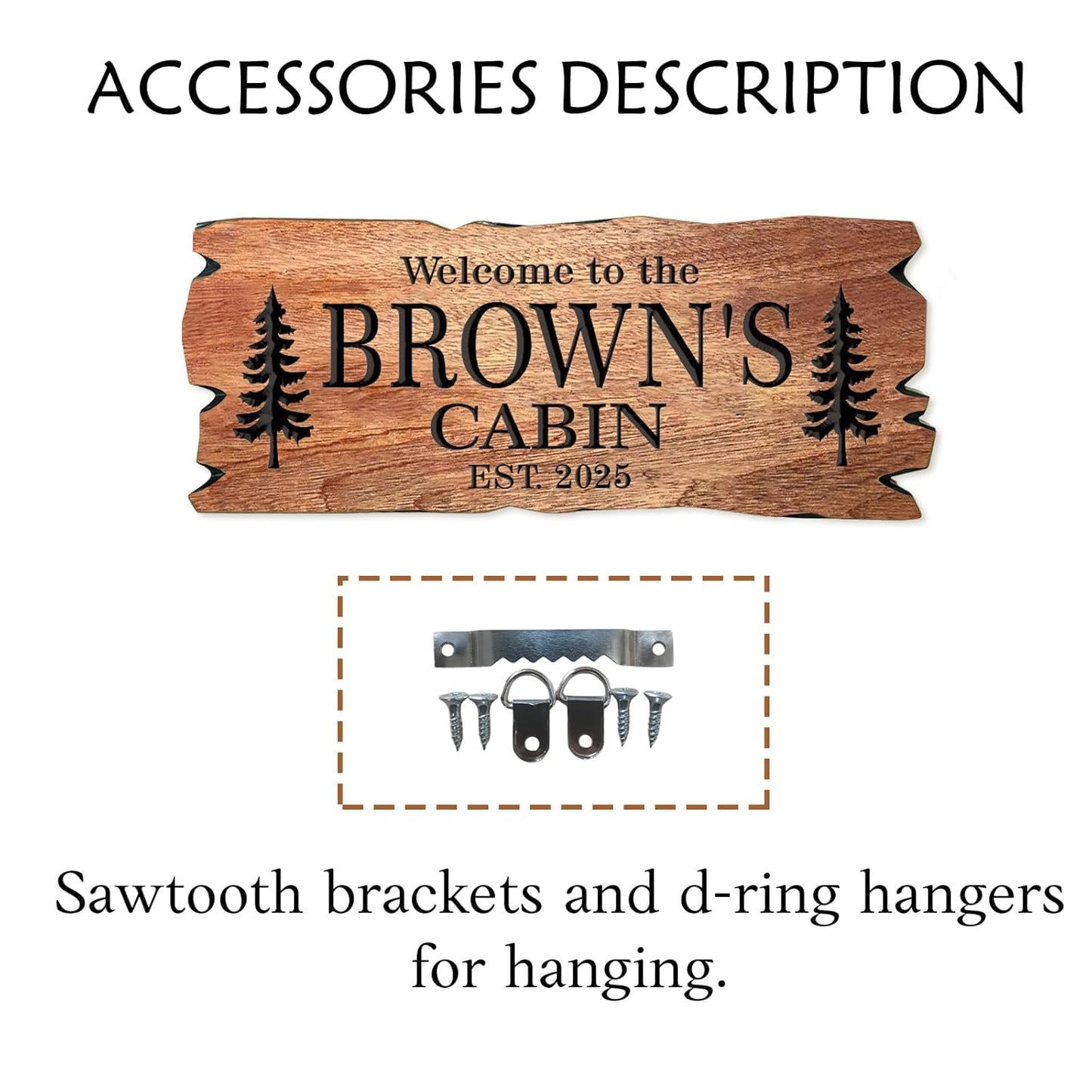 Custom Wooden Carved Cabin Sign, Personalized Outdoor Sign with Pine Trees, Camp Sign, Weekend Camping, Lake House Sign, Cottage Sign, Backyard Sign