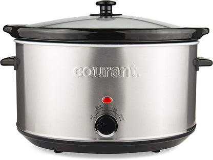 Courant Oval Slow Cooker Crock, with Easy Options 8.5 Quart Dishwasher Safe Pot, Stainless Steel