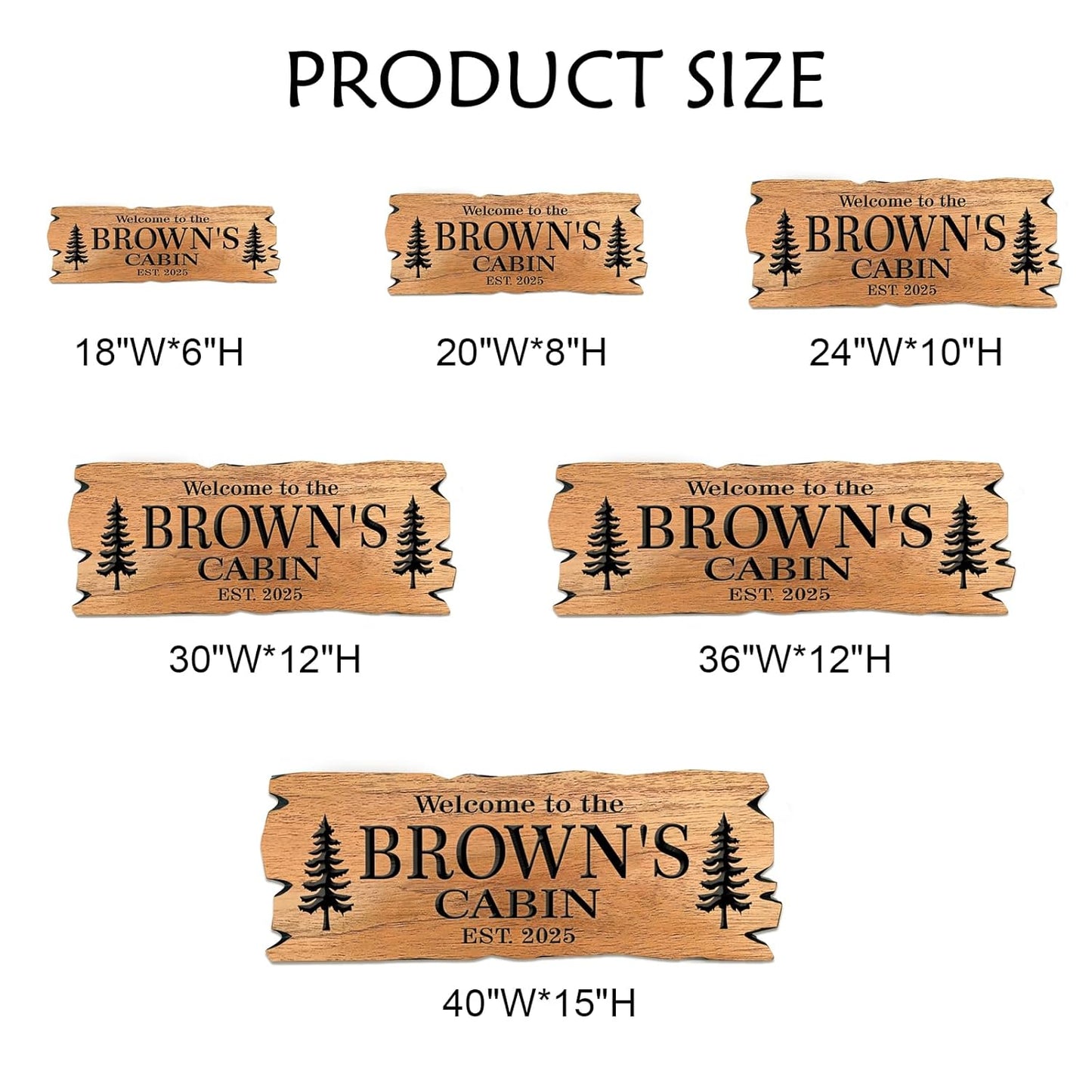 Custom Wooden Carved Cabin Sign, Personalized Outdoor Sign with Pine Trees, Camp Sign, Weekend Camping, Lake House Sign, Cottage Sign, Backyard Sign