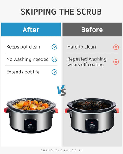 Syntus Crock Pot Liners, 60 Count 13" x 21" Large Size Slow Cooker Liners Fits 3-8 Quart Pots, Disposable Cooking Bags Suitable for Oval & Round & Retangular Crock Pot