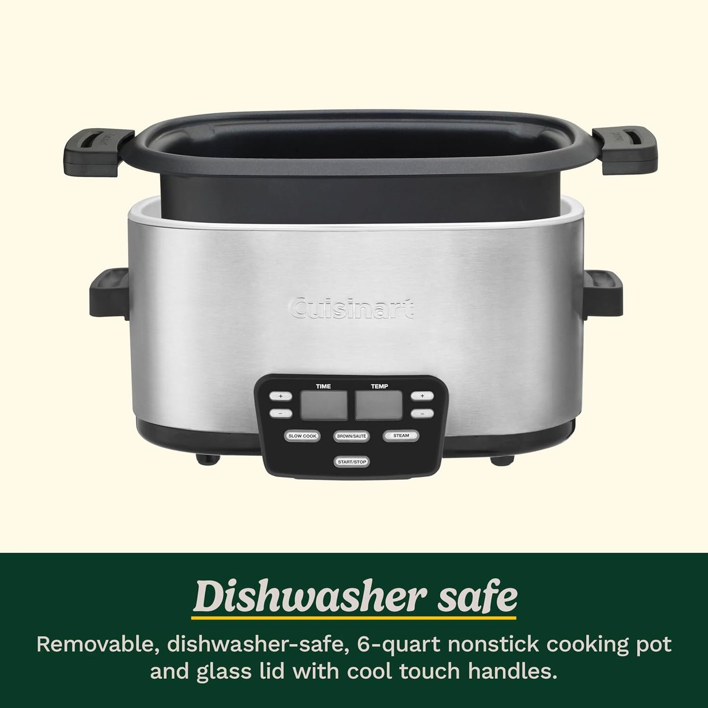 Cuisinart MSC-600 3-In-1 Cook Central 6-Quart Multi-Cooker: Slow Cooker, Brown/Saute, Steamer, Silver