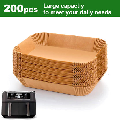 Rectangle Air Fryer Liners for Chefman double air fryer, Chefman Dual Liners Disposable, 200Pcs Heavy-duty Rectangular Parchment Paper Liner for COSORI 9Qt Double Air Fryer with 2 Baskets