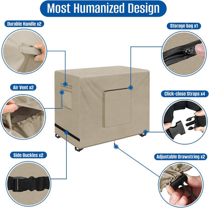 SIRUITON Outdoor Bar Cart Cover for 48 Inch BBQ Food Prep Table, Heavy Duty 600D Oxford Fabric Outdoor Dining Cart/BBQ/Worktable Metal Movable Table Waterproof Cover