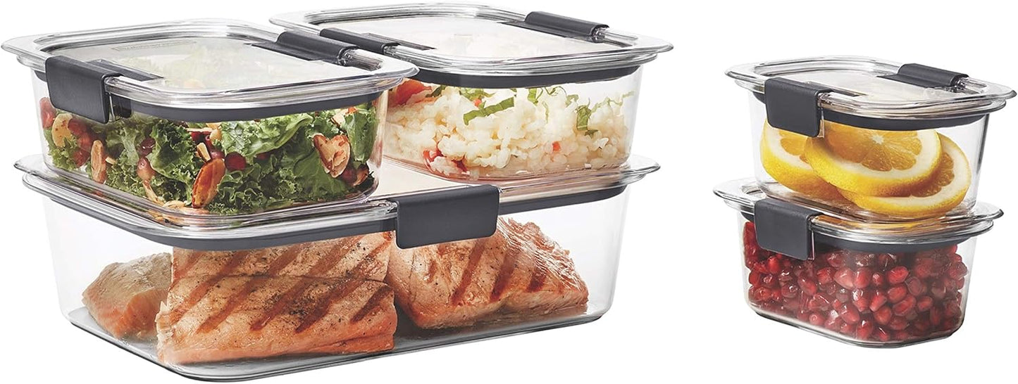 Rubbermaid Brilliance Food Storage Containers BPA Free Airtight Lids Ideal for Lunch Meal Prep & Leftovers Rubbermaid Brilliance Food Storage Containers BPA Free Airtight Lids Ideal for Lunch Meal Prep & Leftovers Set