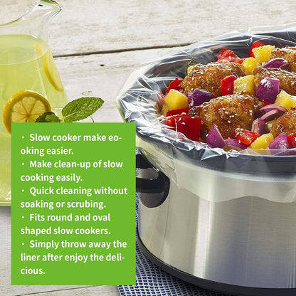 ECOOPTS Slow Cooker Liners Disposable Cooking Bags Large Size Pot Liners Fit 4QT to 8.5QT Suitable for Oval & Round Pot (20 BAGS)