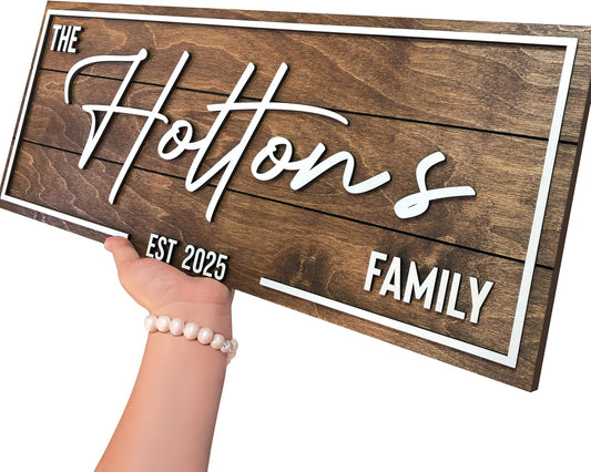 Personalized Family Name Sign - Custom Art Deco Last Name Wood Wall Decor Plaque, Rustic Farmhouse Style Wedding Gift, Housewarming Gift, Custom Wooden Wall Hanging with Established Date, Large Wall Art for Living Room or Entryway