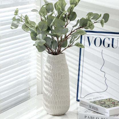 12.6 Inch Grey Modern Handmade Ceramic Vase, Rustic Farmhouse Decorative Flower Vases for Home Decor,Pampas Grass Bouquet, Living Room,Kitchen,Office,Bedroom,Centerpiece Table