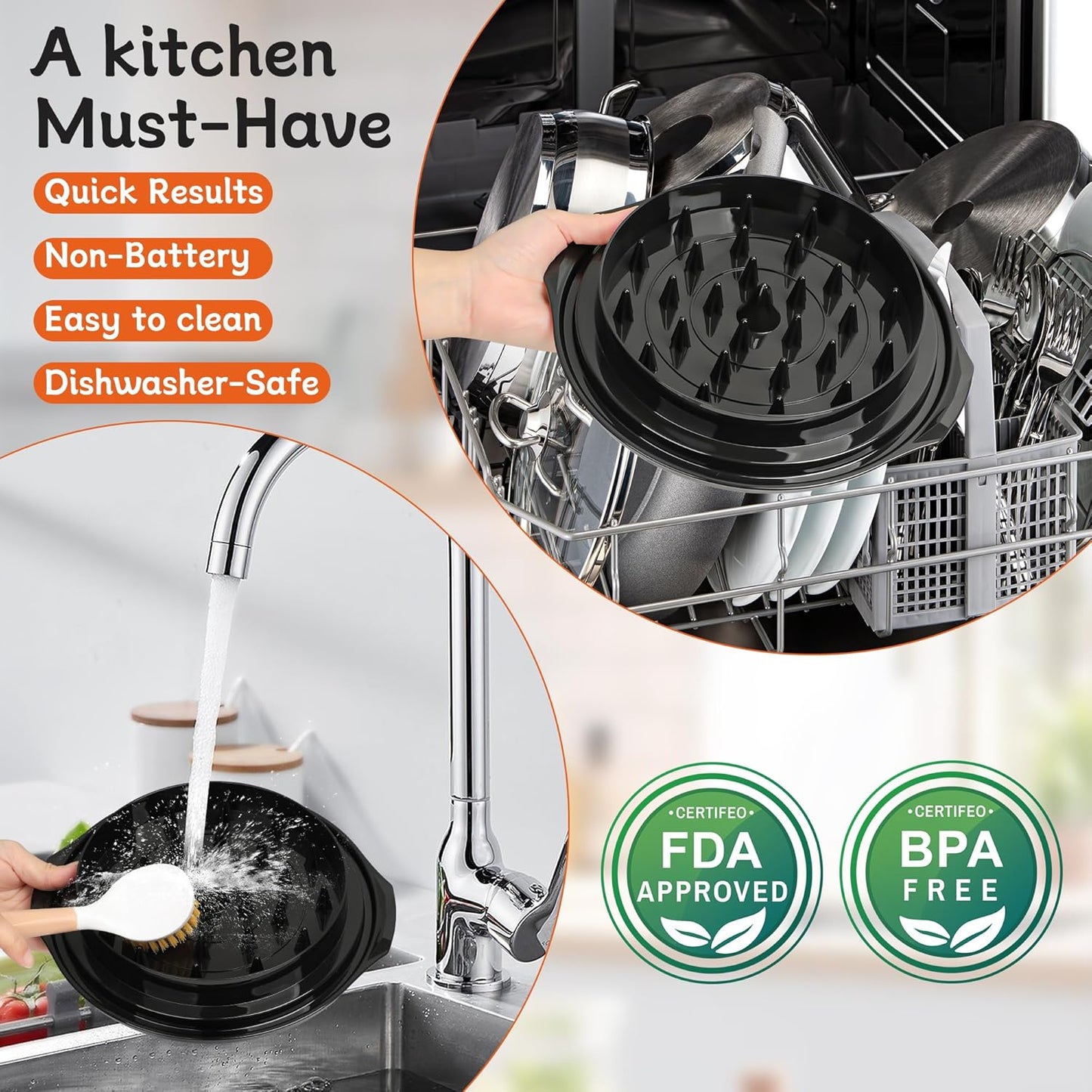 Chicken Shredder Tool Twist Large with Brush, 10" Pro Visible Kitchen Meat Shredder Grinder Machine, Strong Anti-Slip Base, Ergonomic Handle, BPA Free, Suitable for Steak Pork Chicken Breast