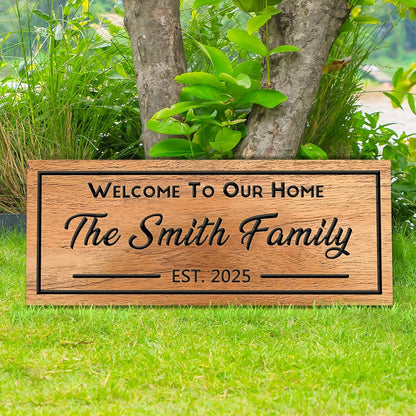 Custom Carved Wood Family Name Sign Personalized Wooden Name Sign Custom Wall Decor for Wedding, Anniversary, Housewarming, New Home Gift, Last Name Cabin Sign