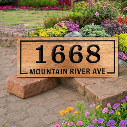 Custom Wood Address Sign Carved House Number Sign Personalized Street Name Plaque Outdoor Wooden Address Marker Custom Home Address Sign for Yard Porch Wall